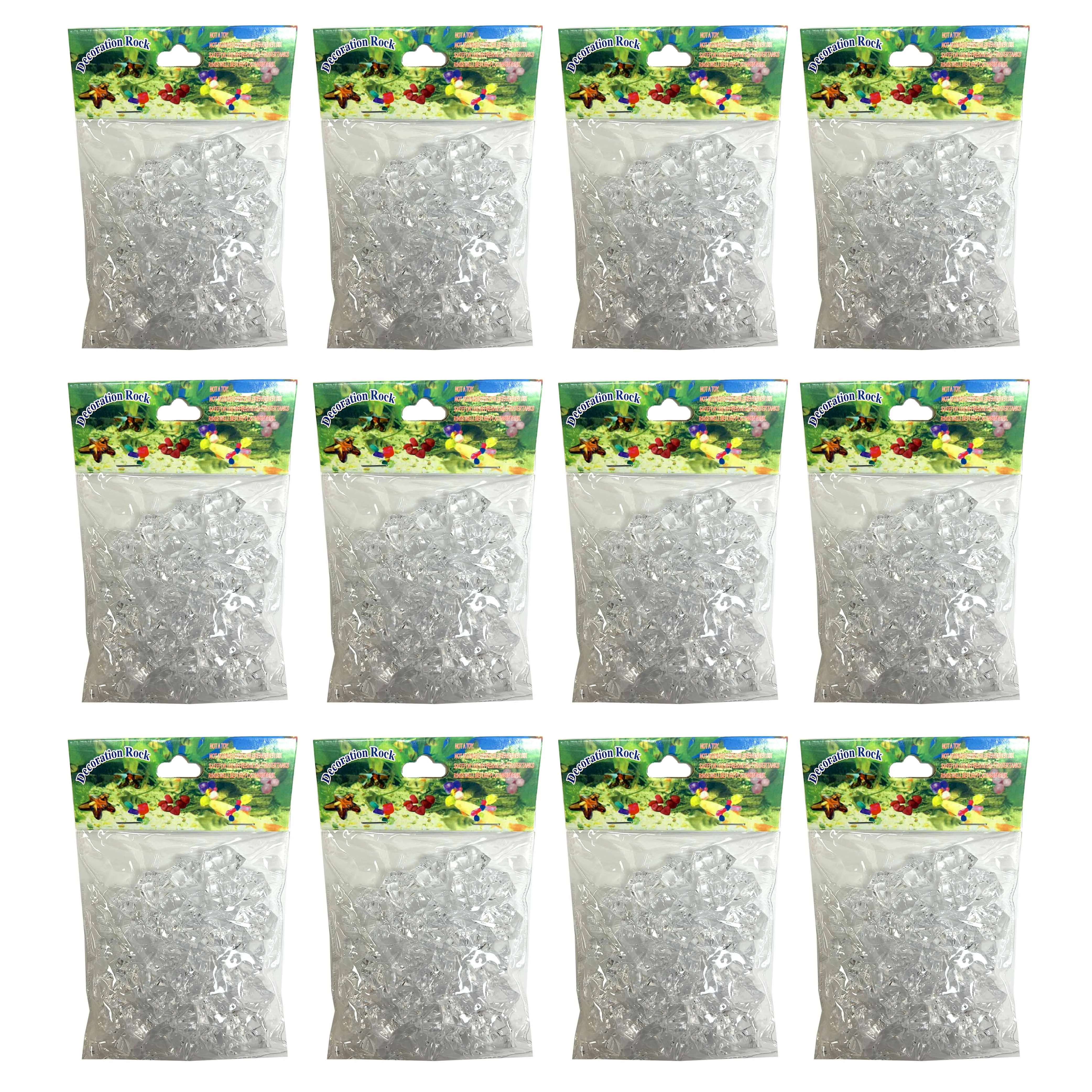 12 Bags Clear Aquarium Rocks Crystal Gem Plastic Decor Fish Tank Decorations 2lb