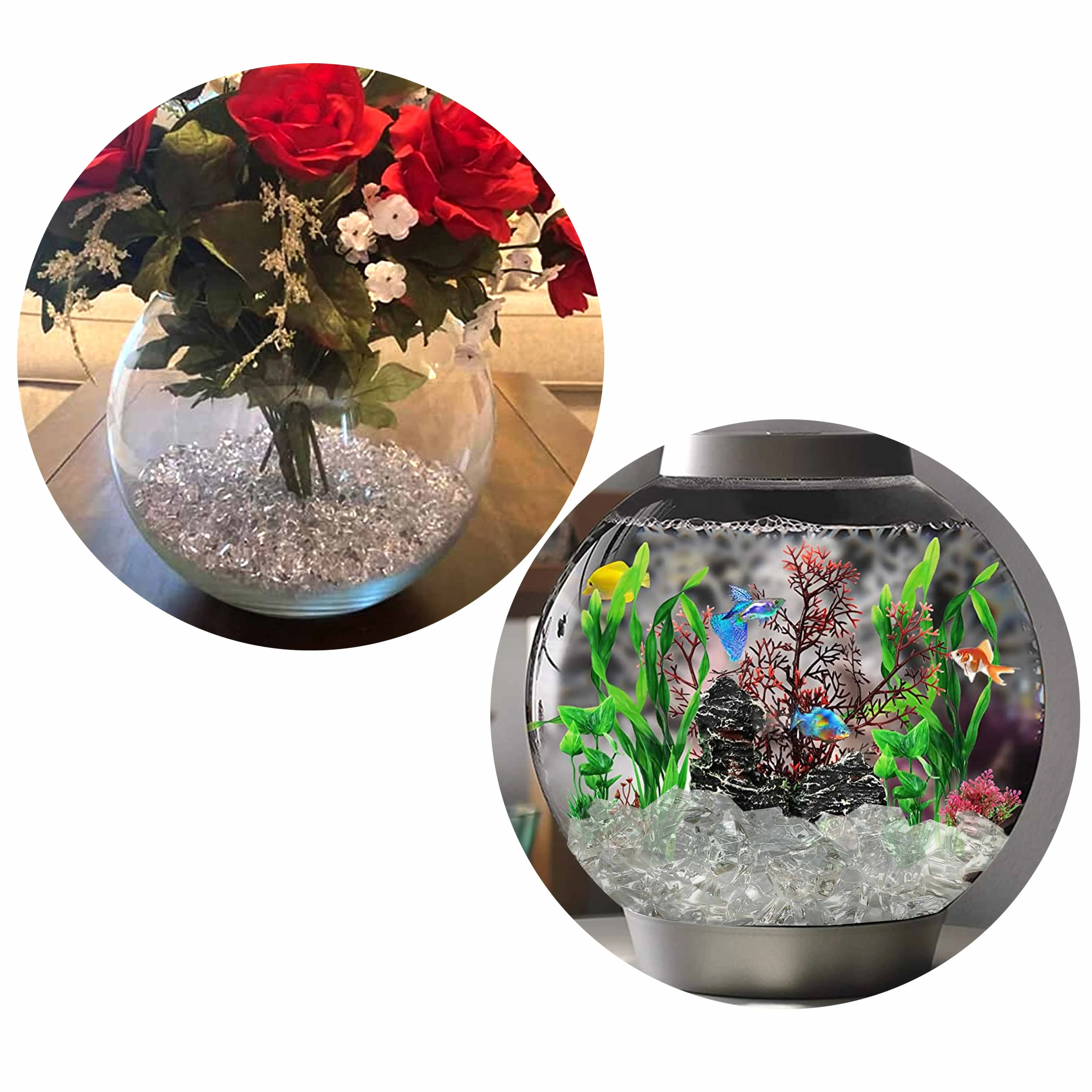 12 Bags Clear Aquarium Rocks Crystal Gem Plastic Decor Fish Tank Decorations 2lb