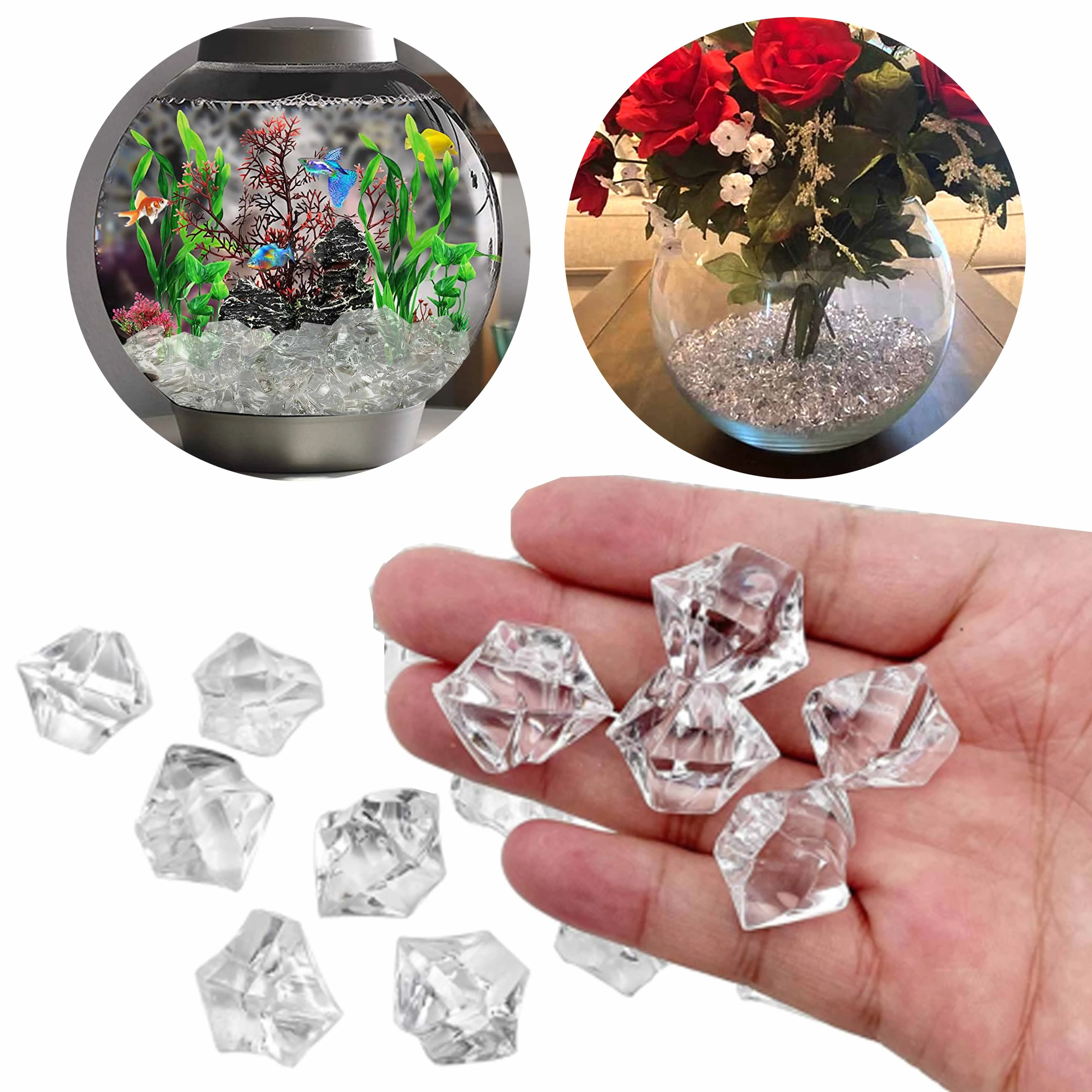 12 Bags Clear Aquarium Rocks Crystal Gem Plastic Decor Fish Tank Decorations 2lb