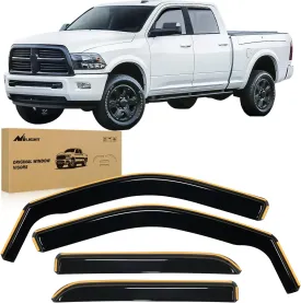 2009-2018 Dodge Ram 1500 Crew Cab 2019-2023 Ram 1500 Classic Body 2010-2024 Ram 2500 3500 Mega Crew Cabs Rain Guards Acrylic 4Pcs
