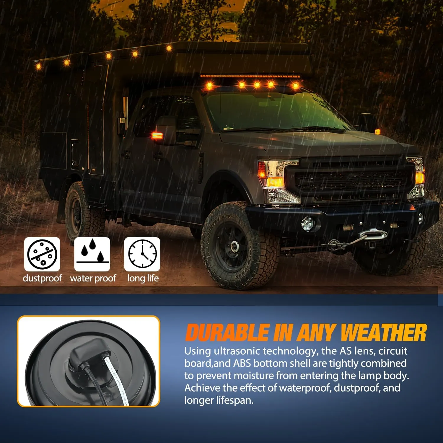 2.5 Inch Amber 13 Leds Round Marker Clearance Light (Pair)