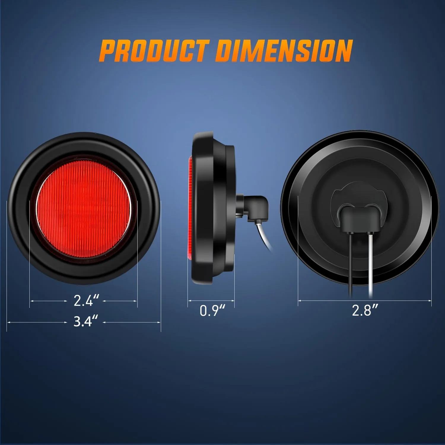 2.5 Inch Amber Red 13 Leds Round Marker Clearance Light (4 Pcs)