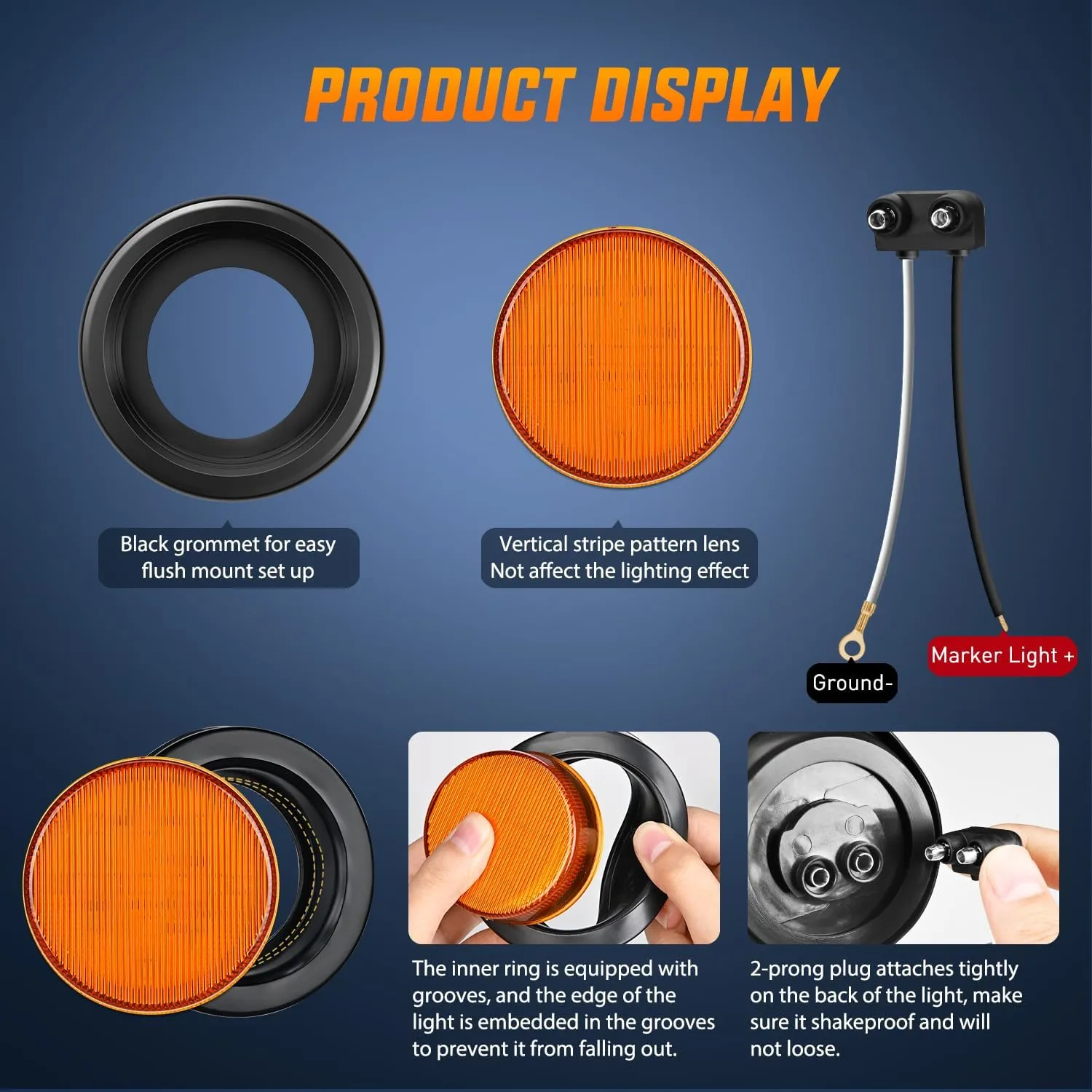 2.5 Inch Amber Red 13 Leds Round Marker Clearance Light (4 Pcs)