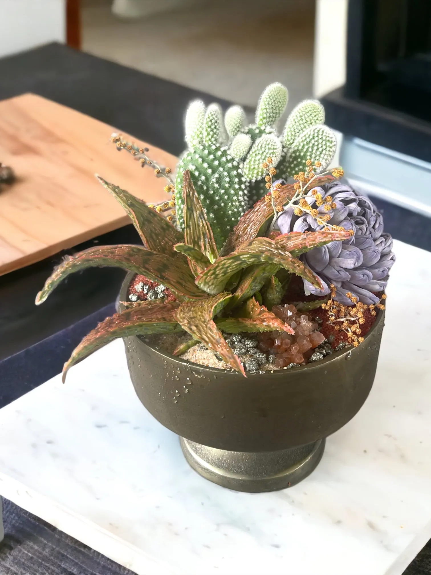 Aloe   Cacti w/ Lavender Dried Floral & Rust Sands