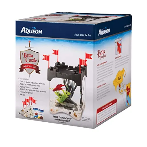 Aqueon Betta Castle Aquarium Kit - Black - Pack of 6