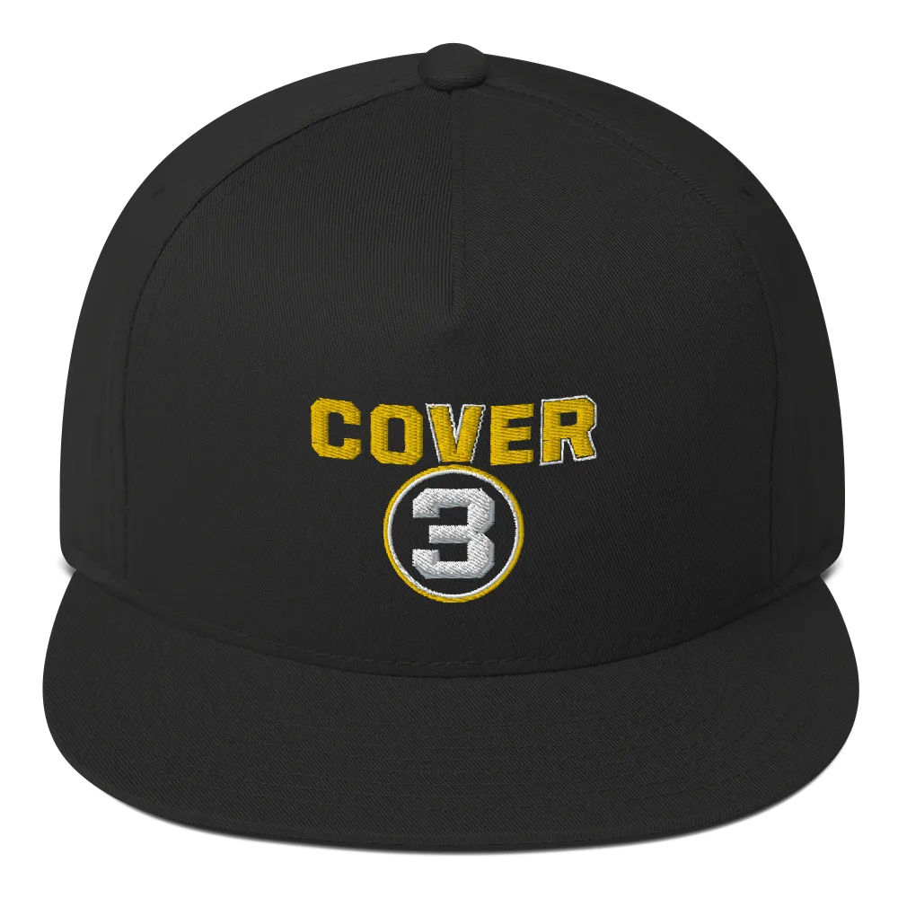 Cover 3 Logo Embroidered Flat Bill Hat