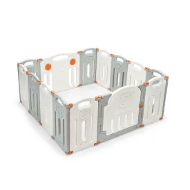 Foldable Baby Playpen 14 Panel Activity Center Safety Play Yard-Beige