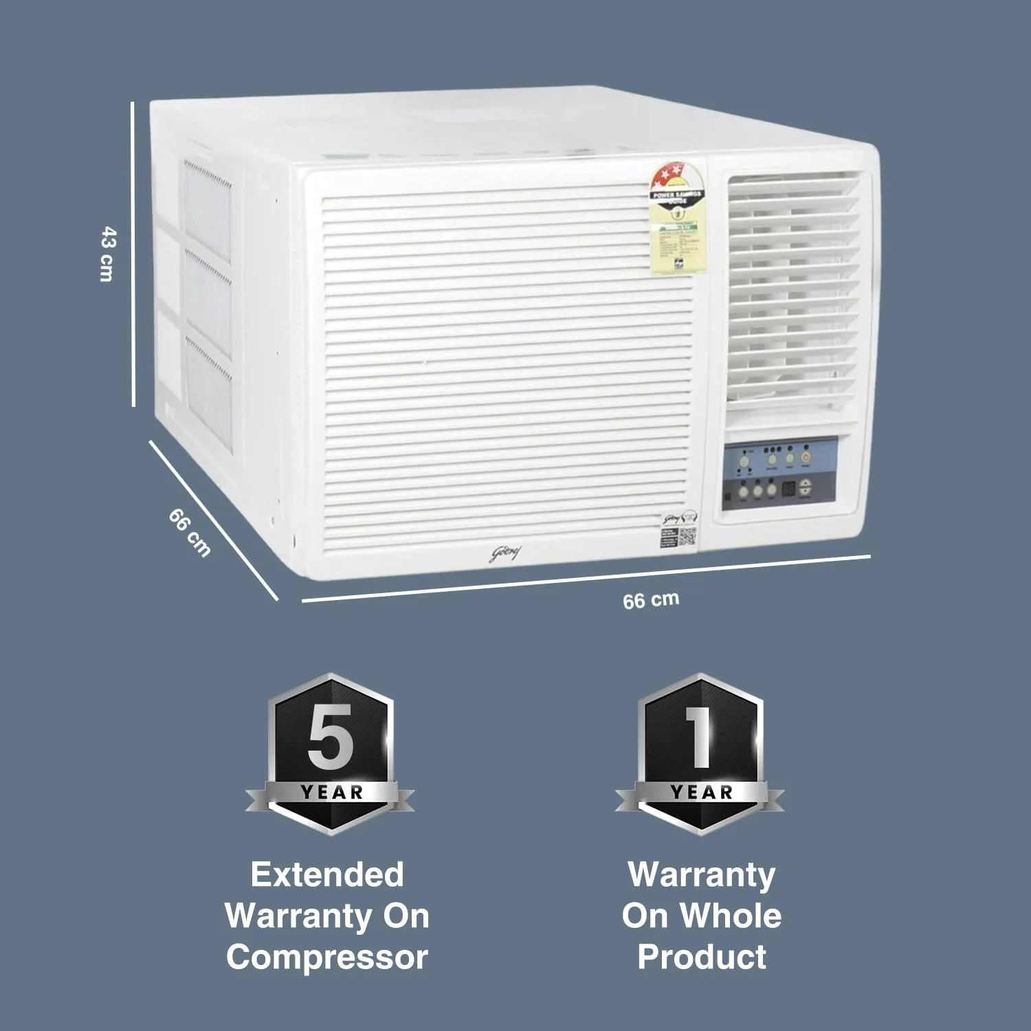 Godrej WFC 18UTC3 1.5 Ton 3 Star Window AC – Copper Condenser, R32 Green Gas, Anti-Corrosive Blue Fin