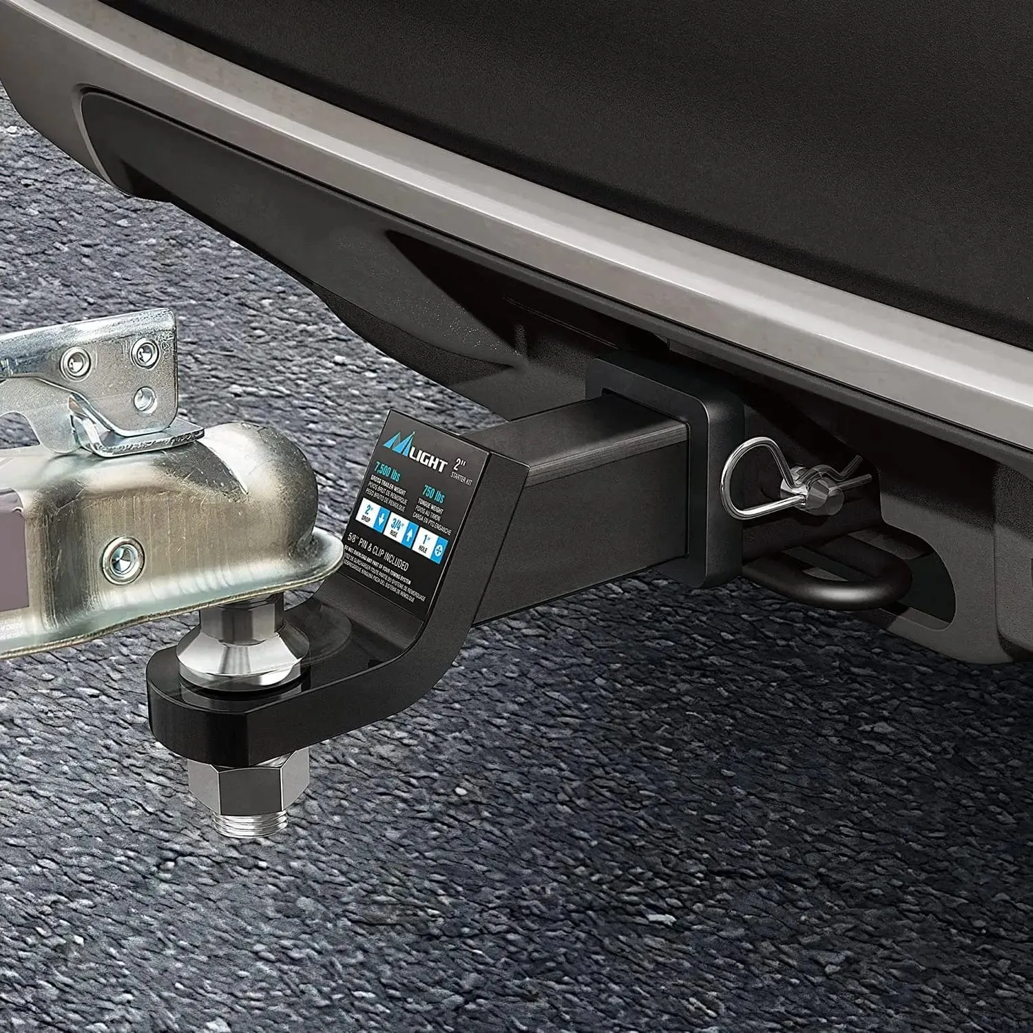 Hitch Ball Mount w/ 2 Inch Ball Mount | 5/8 Inch Hitch Pin Clip