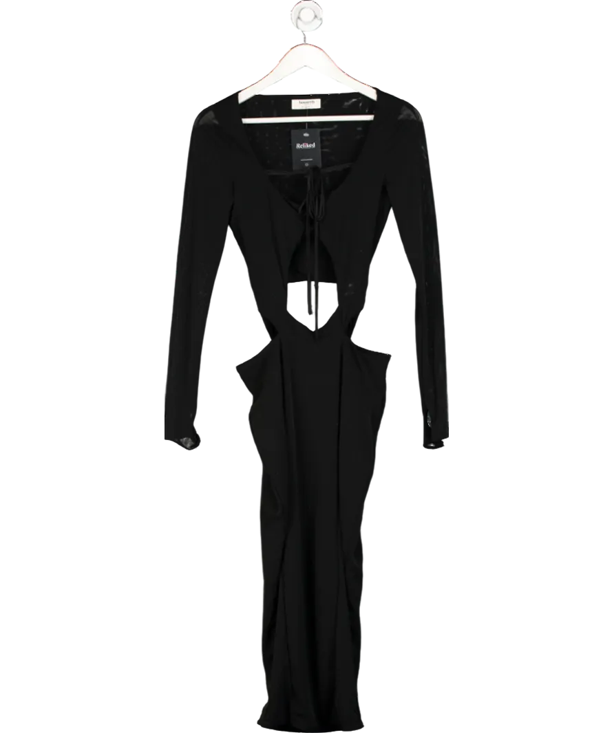 House of CB Black Marina Cut Out Midi Dress UK S
