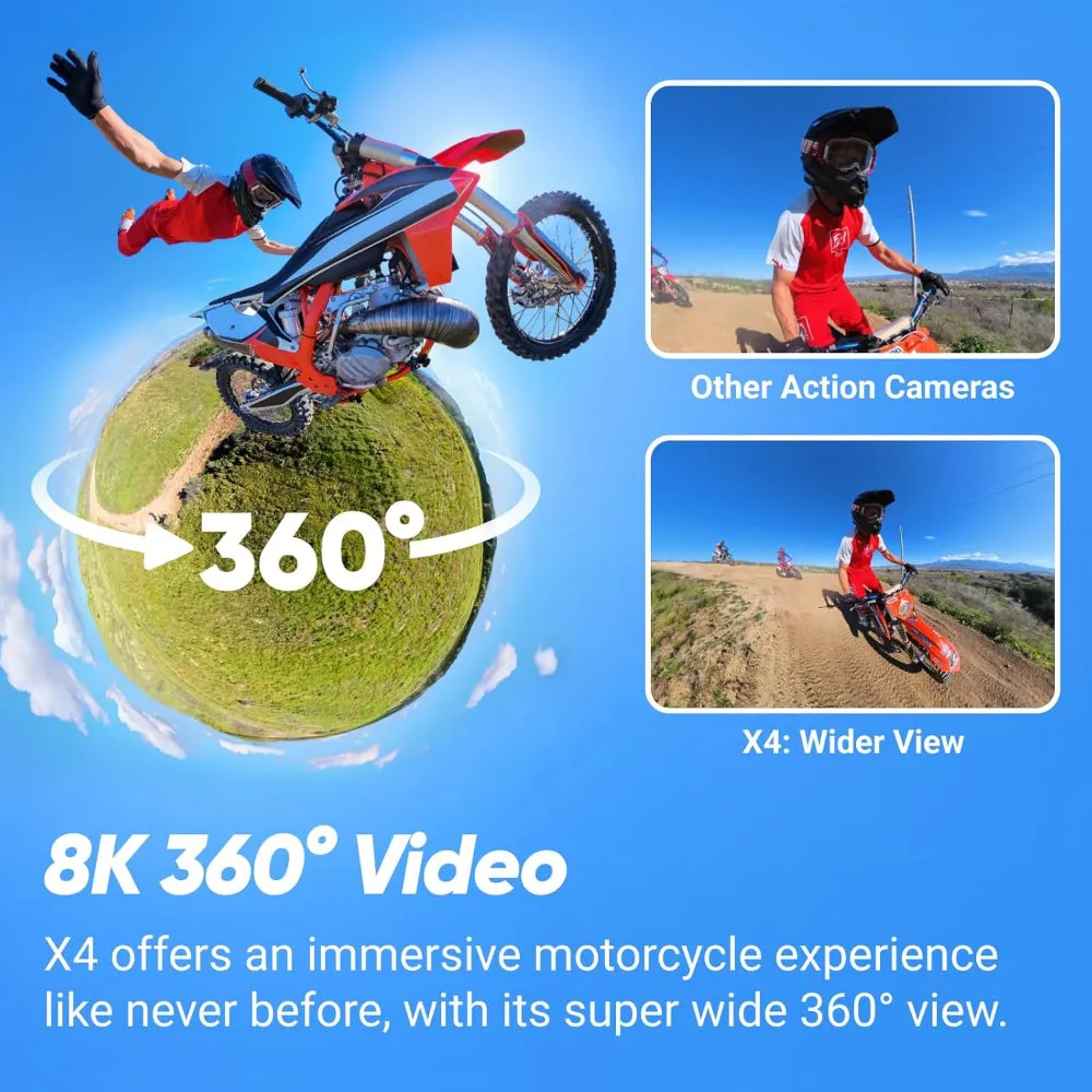 Insta360 X4 Motorcycle Bundle 8K 360-Degree Action Camera Waterproof