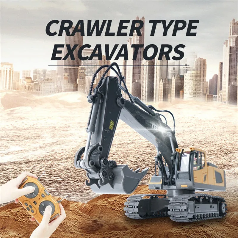 Kids Remote Control Engineering Vehicle Crawler 2.4G RC Excavator Bulldozer Dumper Truck Toys