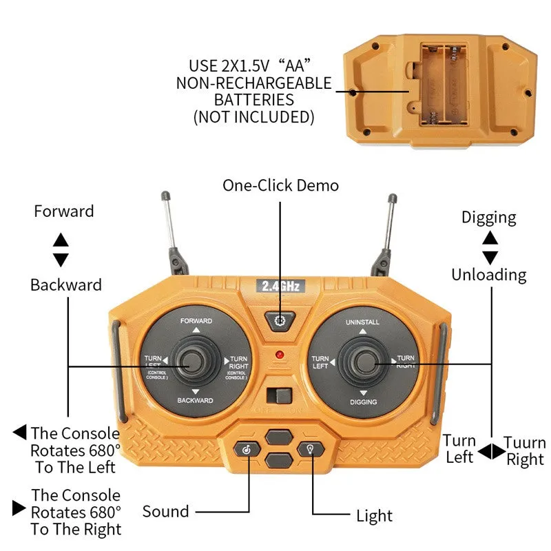 Kids Remote Control Engineering Vehicle Crawler 2.4G RC Excavator Bulldozer Dumper Truck Toys