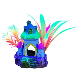 Marina iGlo Ornament - Mushroom House with Plants - Small 3"
