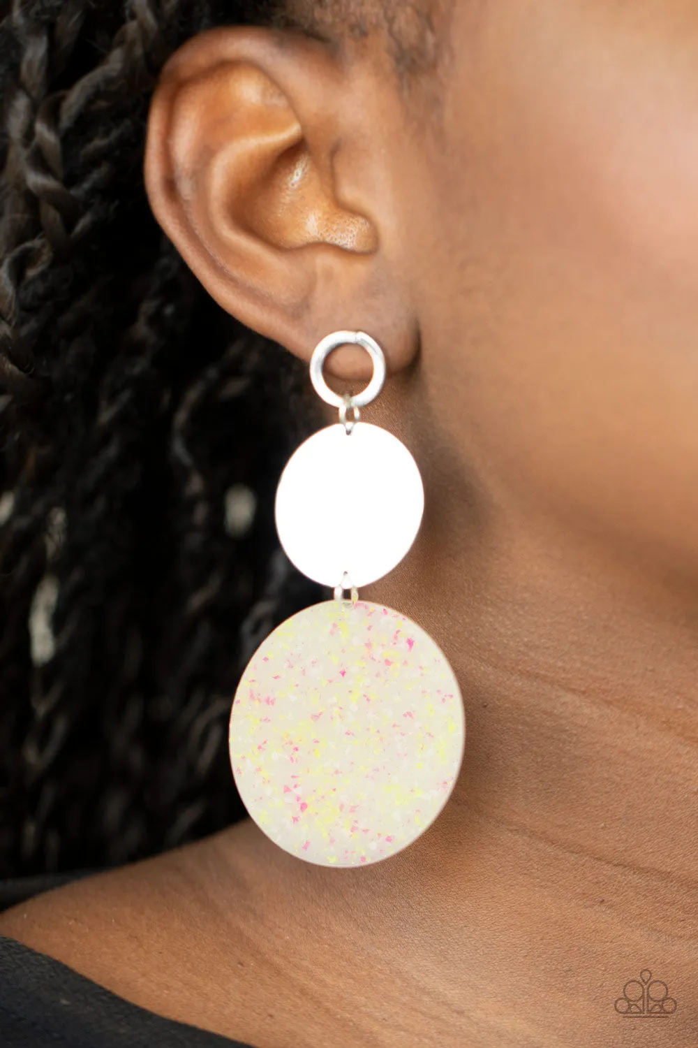 Paparazzi Beach Day Glow Yellow Acrylic Post Earrings - P5PO-YWXX-022XX