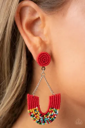 Paparazzi Earring ~ Make it RAINBOW - Red