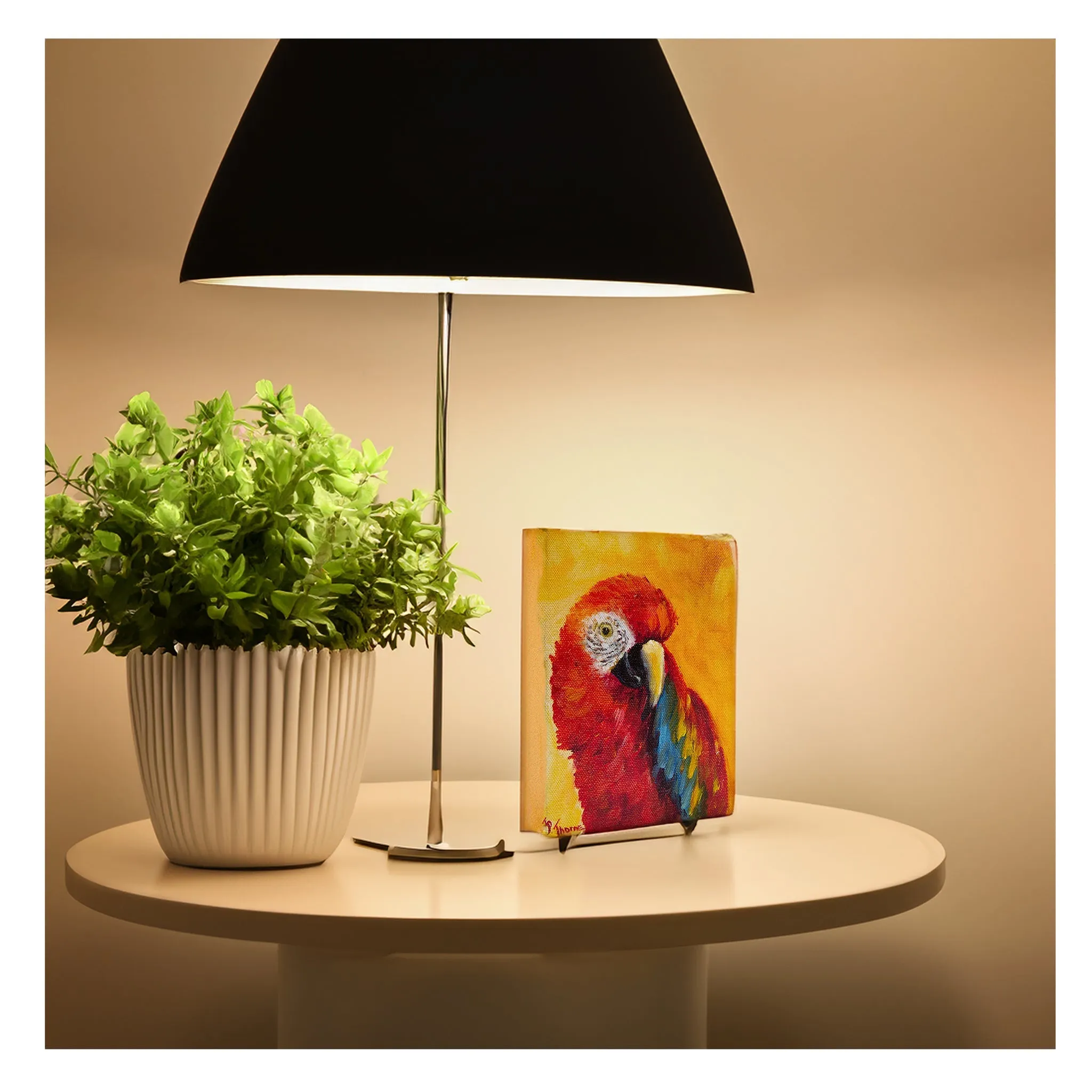 PAT Red Parrot Print on Canvas