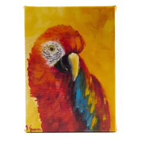 PAT Red Parrot Print on Canvas