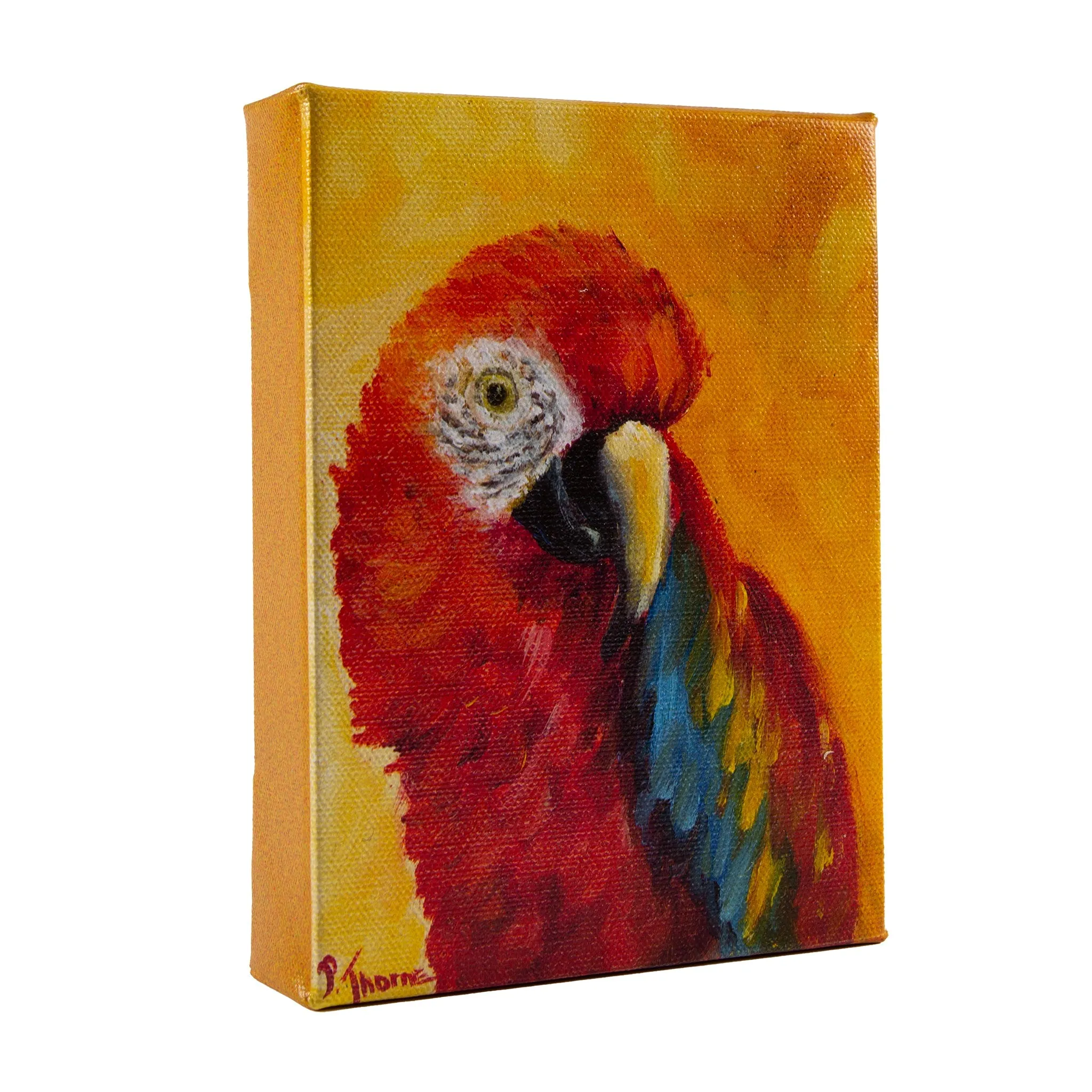 PAT Red Parrot Print on Canvas