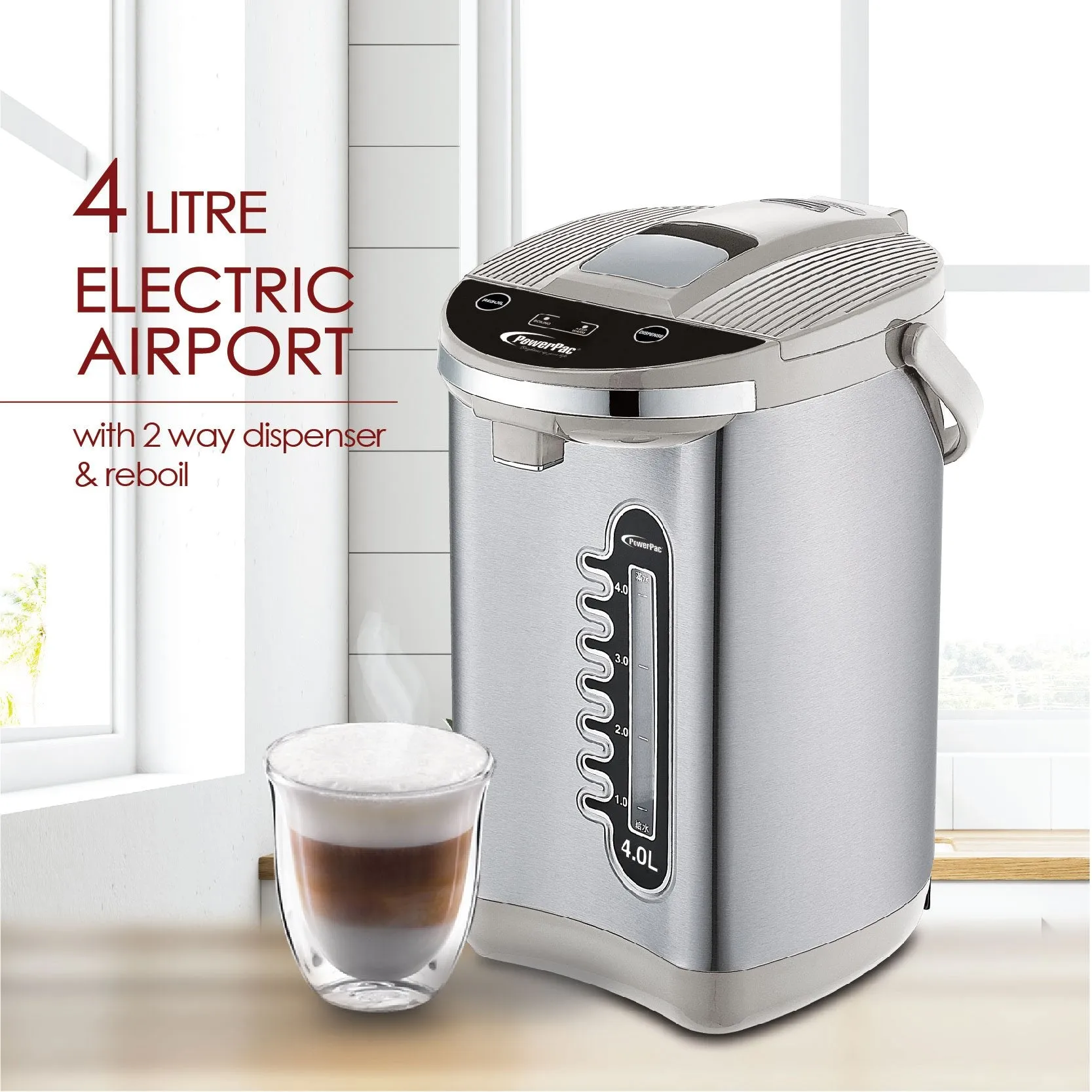 PowerPac 4L Electric Airpot with 2-way Dispenser and Reboil (PPA70/4)