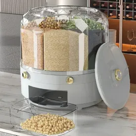 Rotating Grain Dispenser - 360° Multi-Compartment Storage