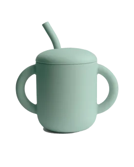 Silicone Training Cup   Straw - Cambridge Blue