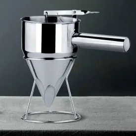 Stainless Steel Takoyaki Maker – Funnel Dispenser with Holder for Perfectly Shaped Octopus Balls & Cupcakes