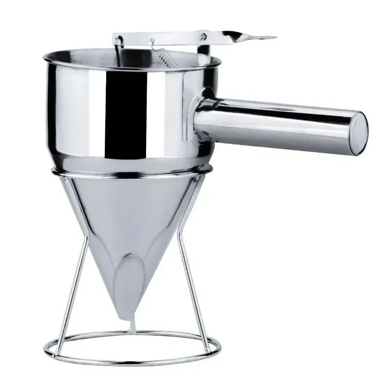Stainless Steel Takoyaki Maker – Funnel Dispenser with Holder for Perfectly Shaped Octopus Balls & Cupcakes