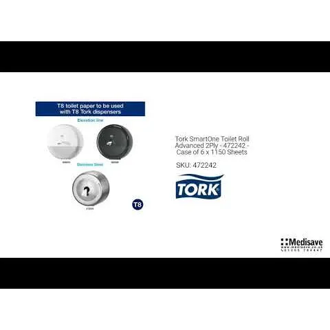 Tork SmartOne Toilet Roll Advanced 2Ply - 472242 -  Case of 6 x 1150 Sheets